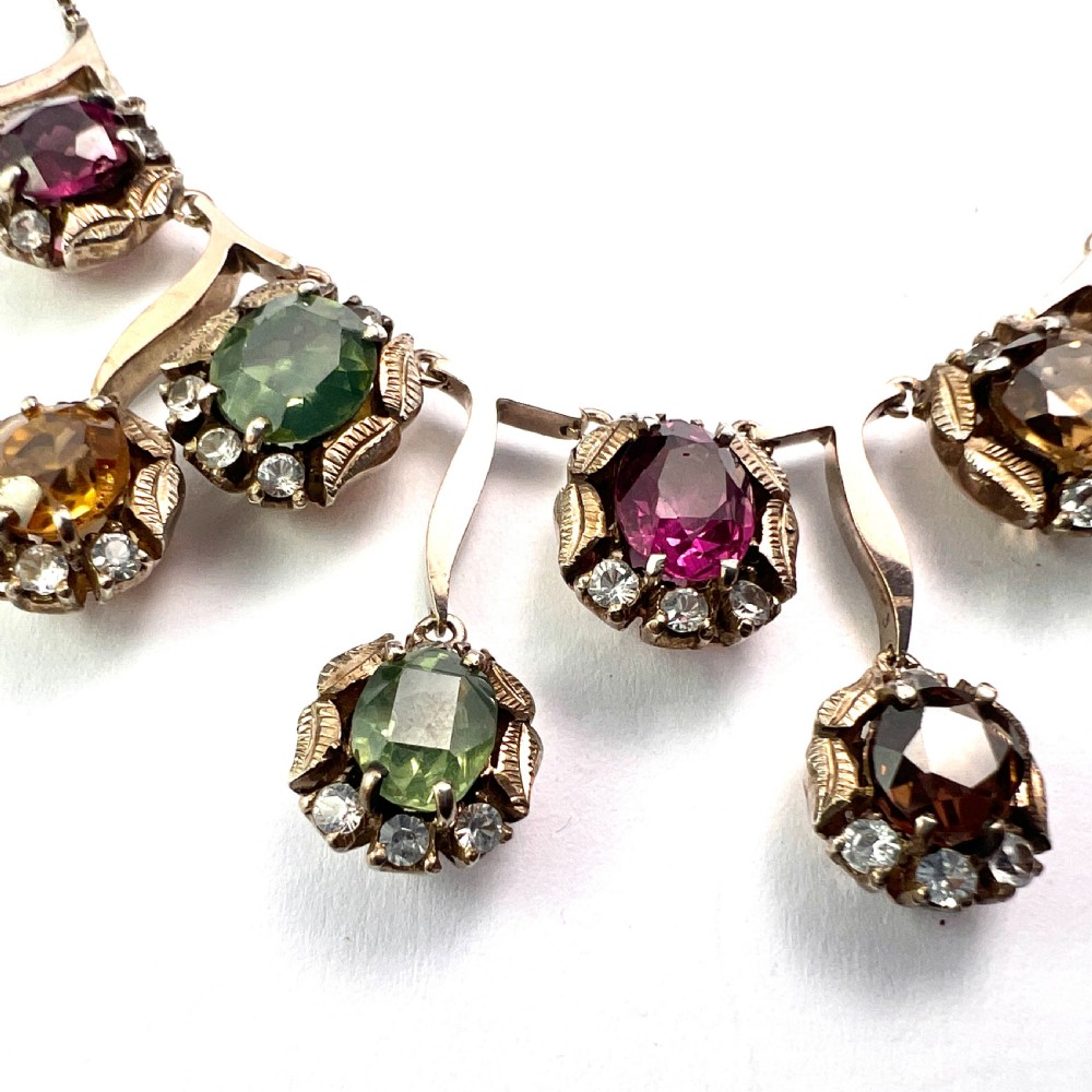 Vintage 9CT Gold and Silver Gemstone Necklace View II