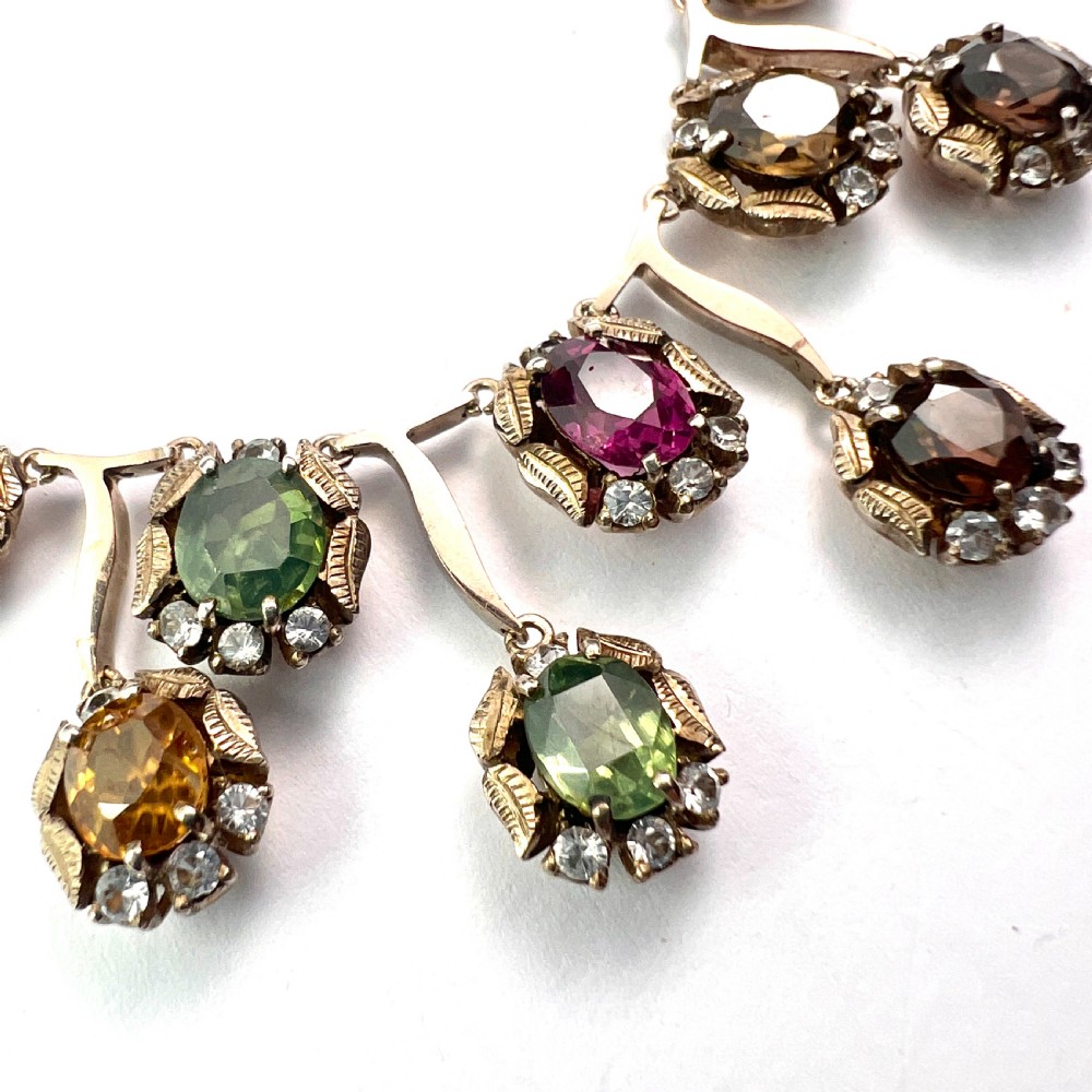 Vintage 9CT Gold and Silver Gemstone Necklace View III
