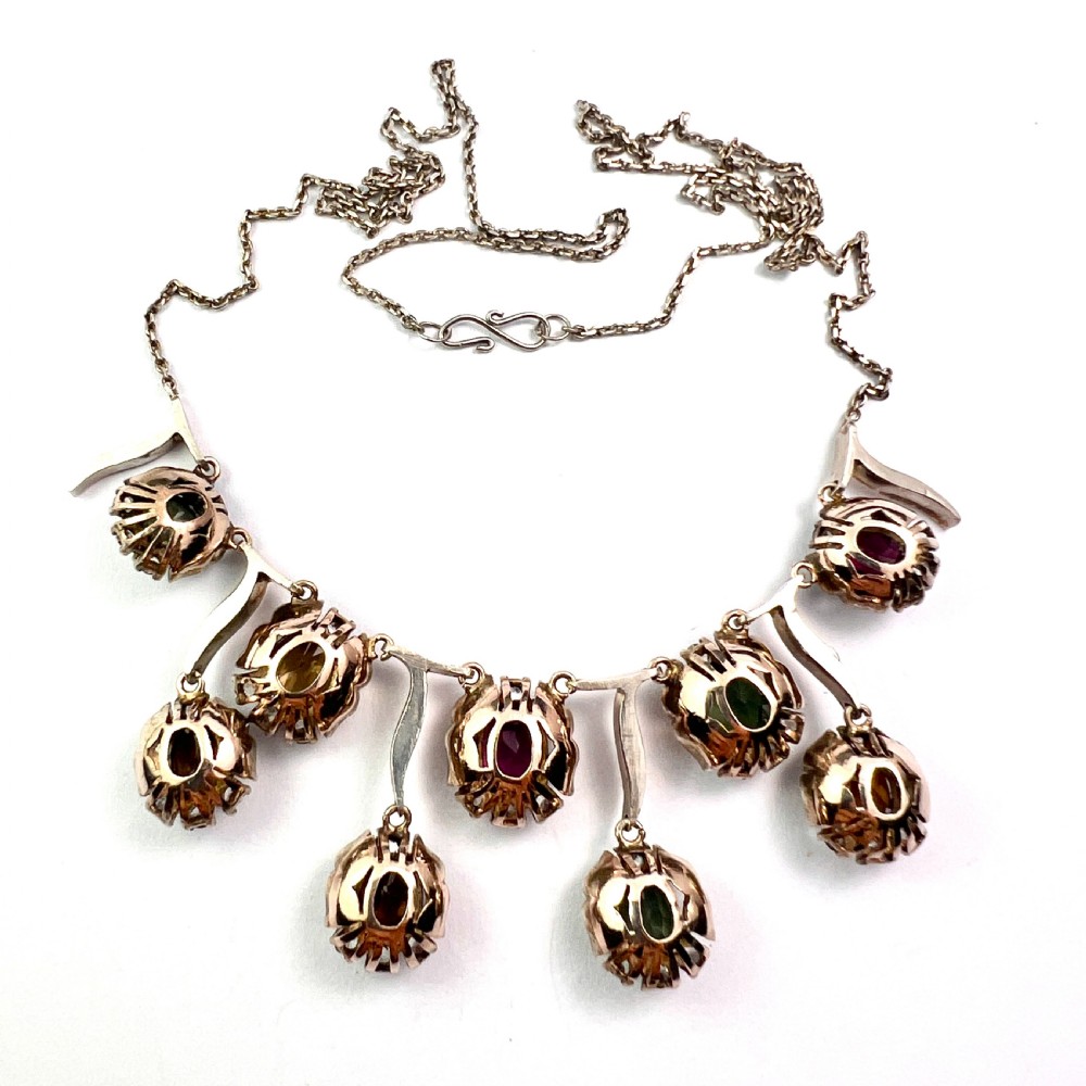 Vintage 9CT Gold and Silver Gemstone Necklace View VI