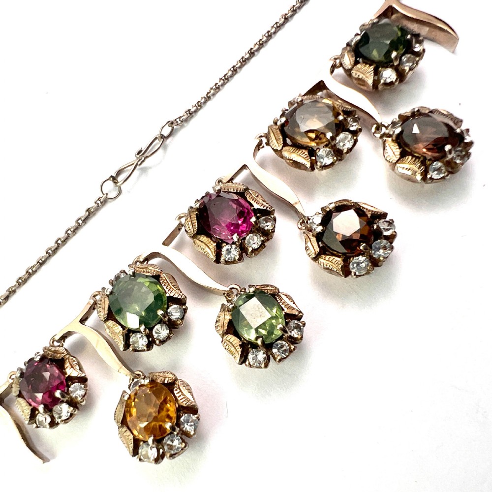 Vintage 9CT Gold and Silver Gemstone Necklace View VIII