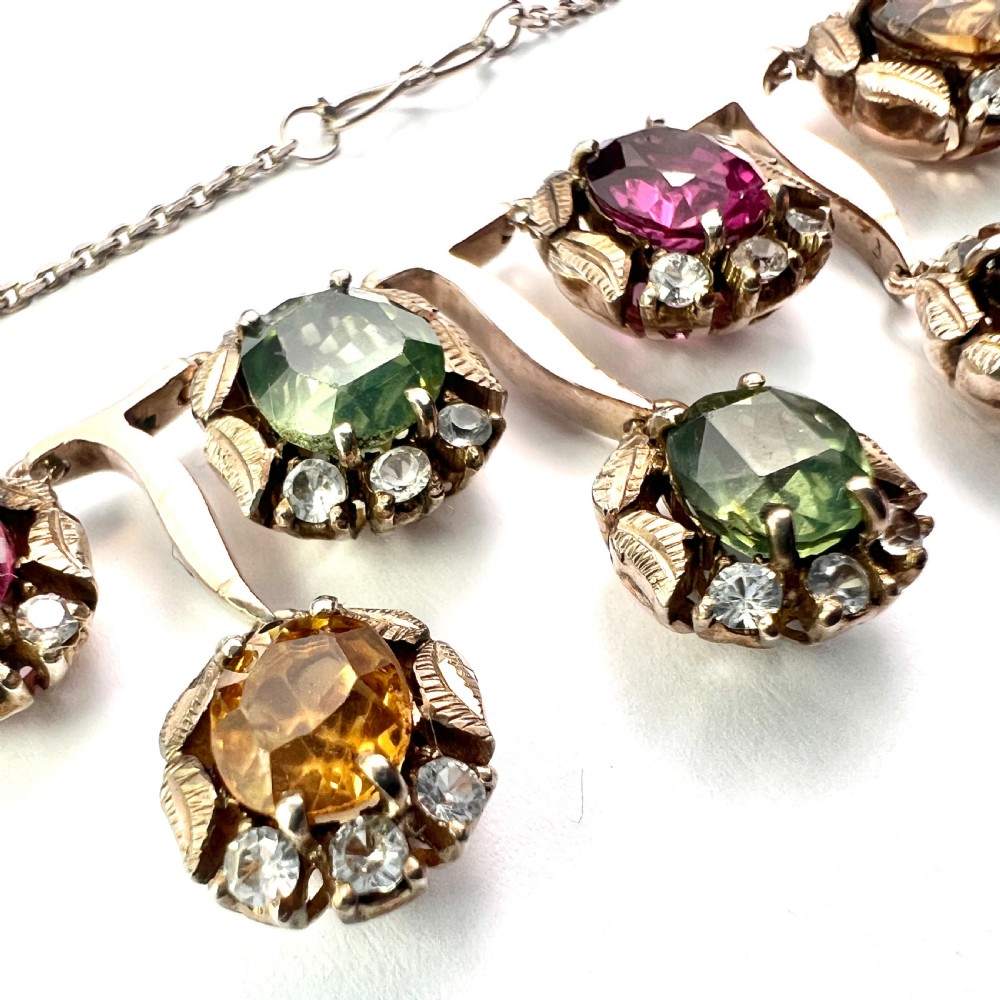 Vintage 9CT Gold and Silver Gemstone Necklace View IX