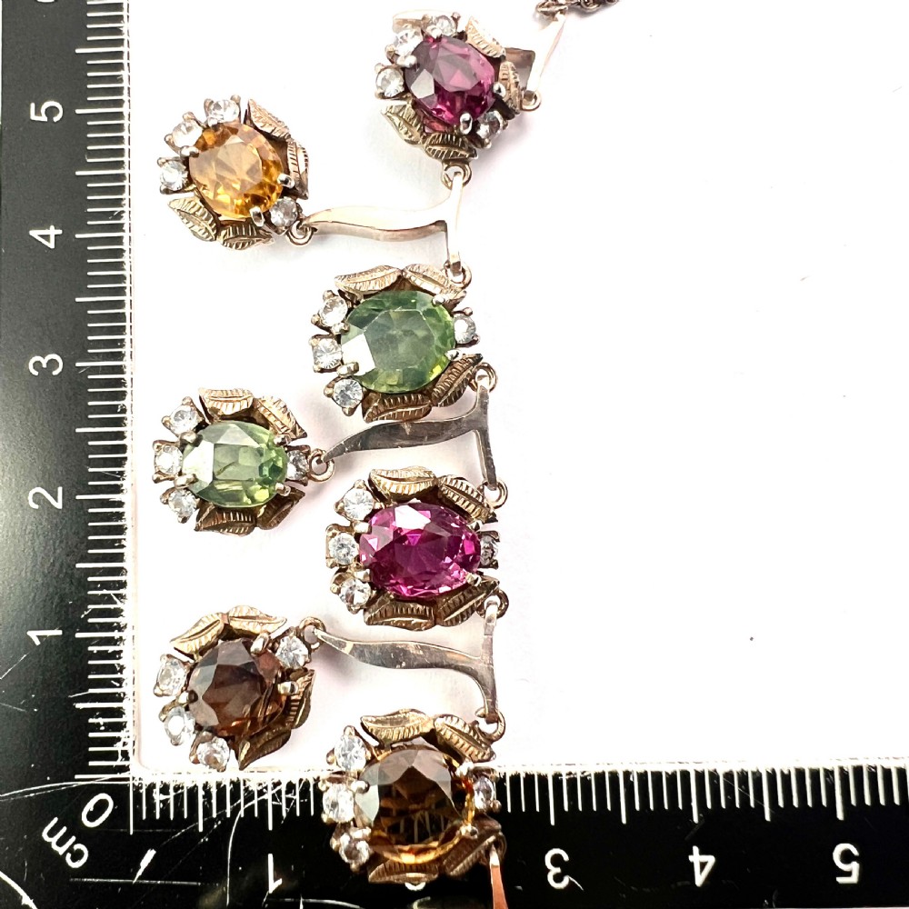 Vintage 9CT Gold and Silver Gemstone Necklace View X