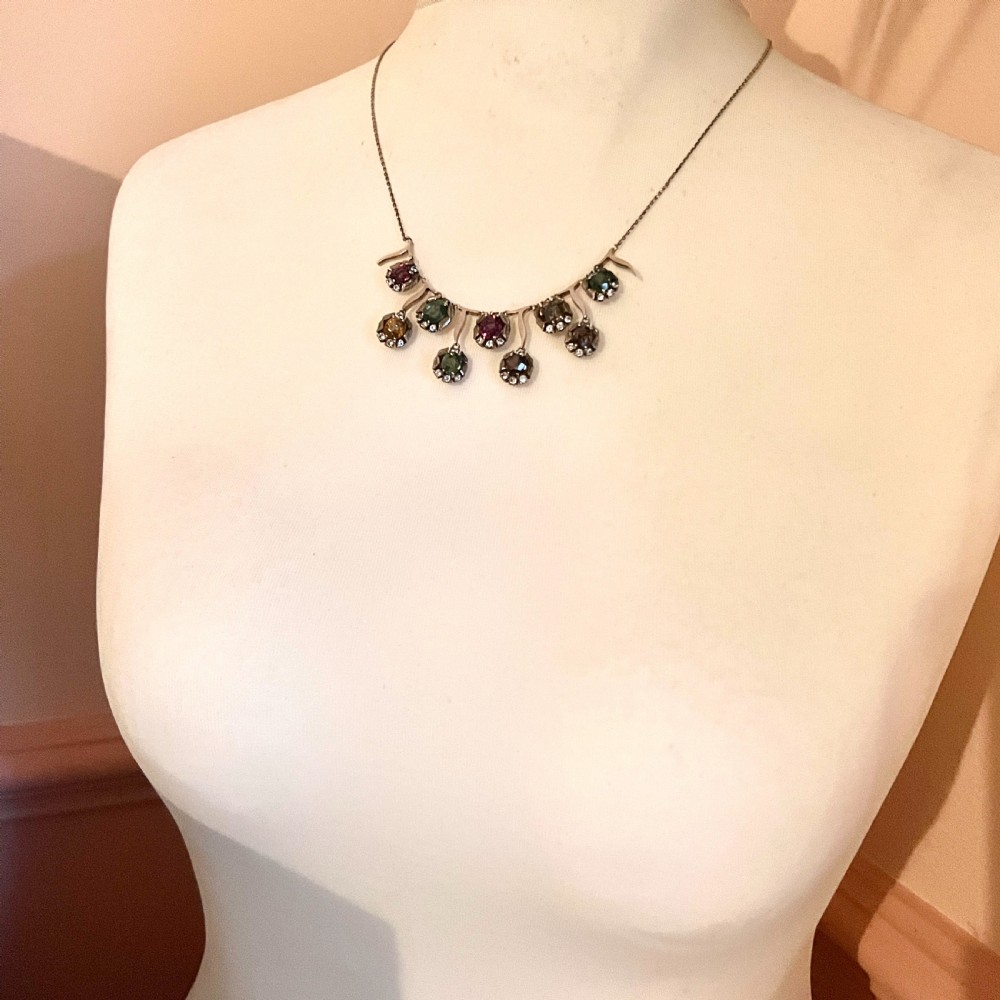 Vintage 9CT Gold and Silver Gemstone Necklace View XII