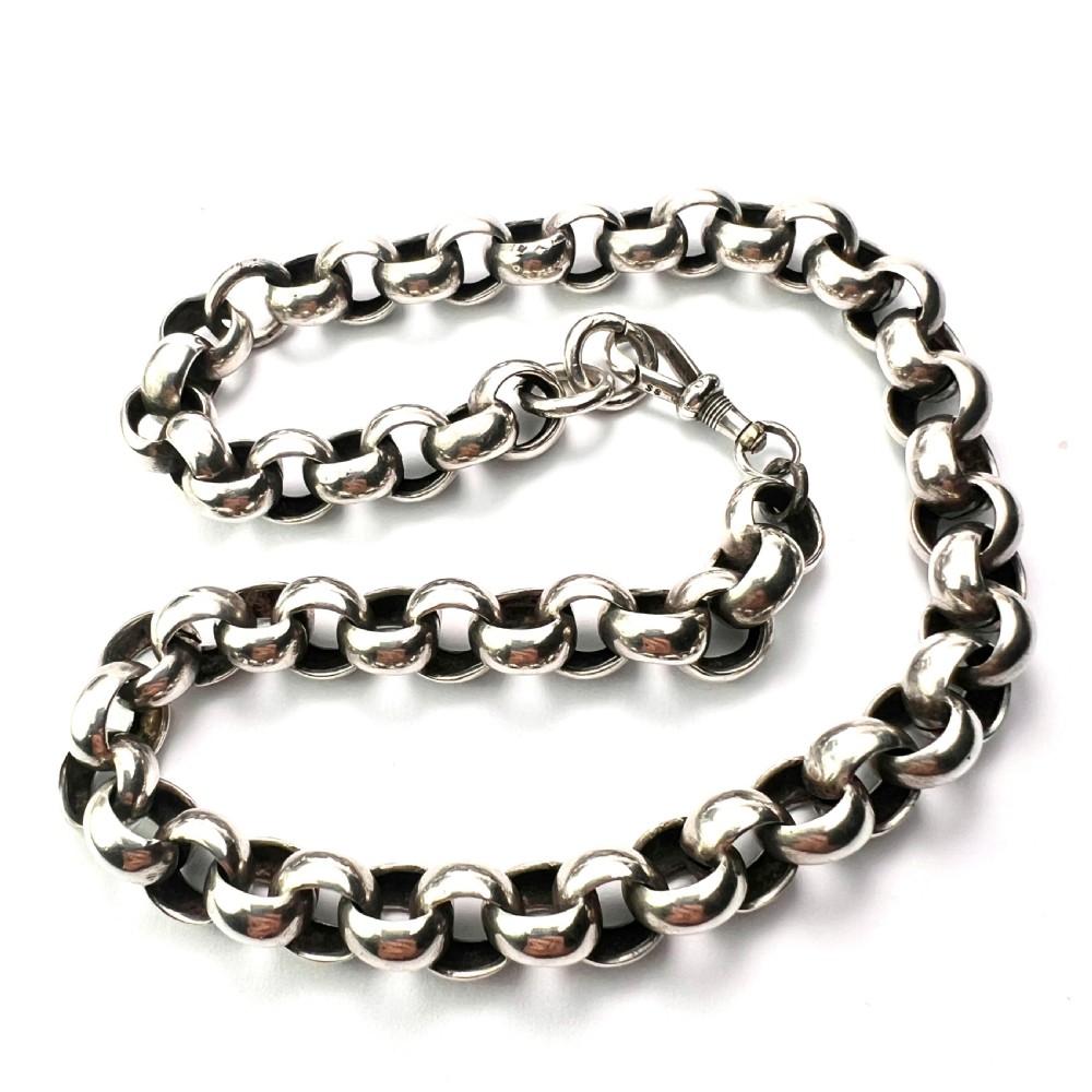Victorian Chunky Silver Chain Choker Necklace/Bracelet with Dog Clip