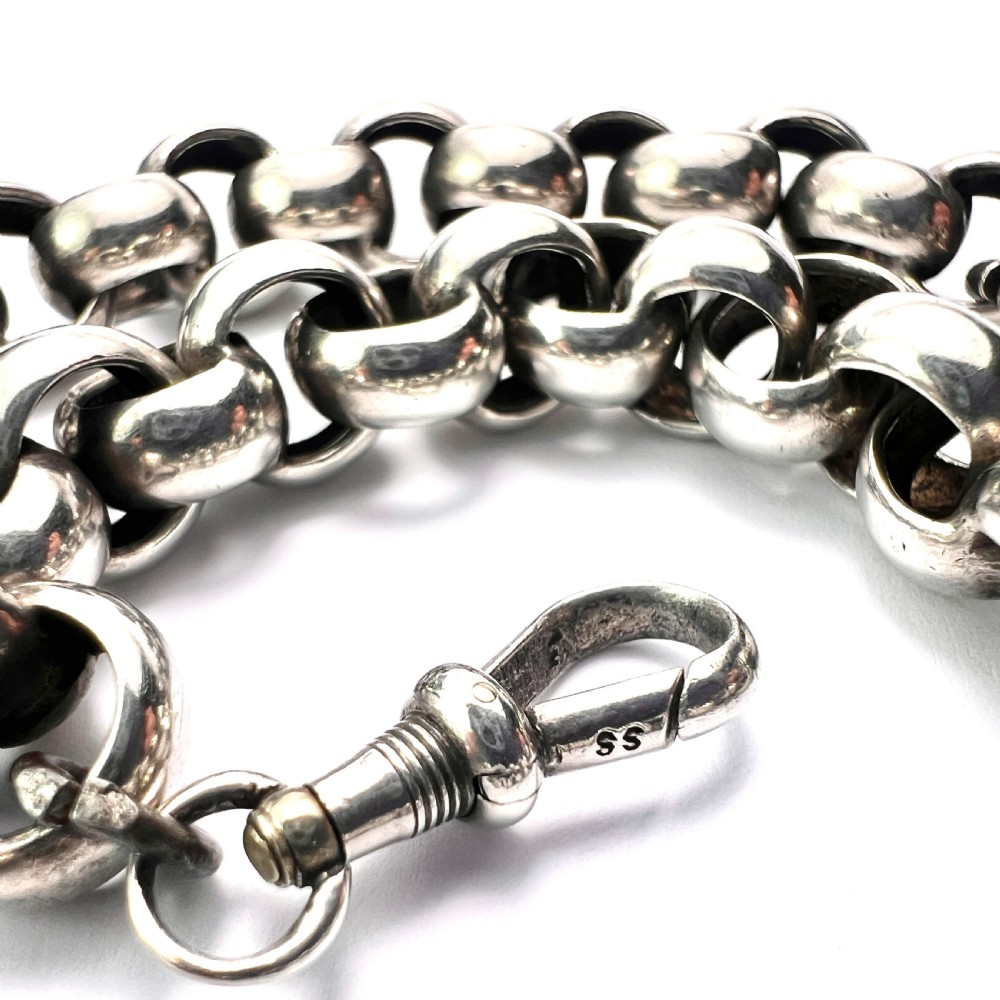 Victorian Chunky Silver Chain Choker Necklace/Bracelet with Dog Clip View III