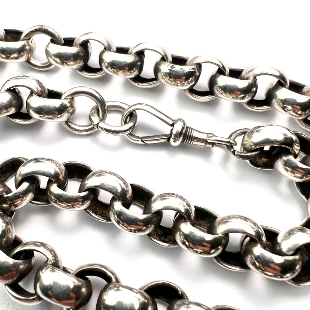 Victorian Chunky Silver Chain Choker Necklace/Bracelet with Dog Clip View IV