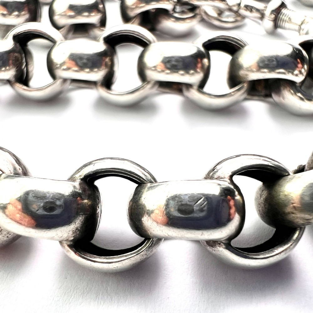 Victorian Chunky Silver Chain Choker Necklace/Bracelet with Dog Clip View V