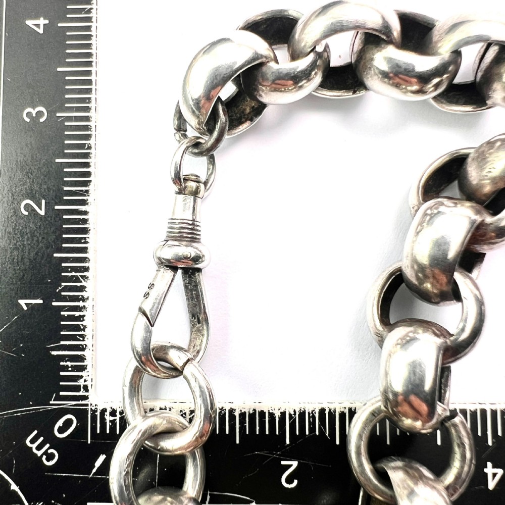 Victorian Chunky Silver Chain Choker Necklace/Bracelet with Dog Clip View VI