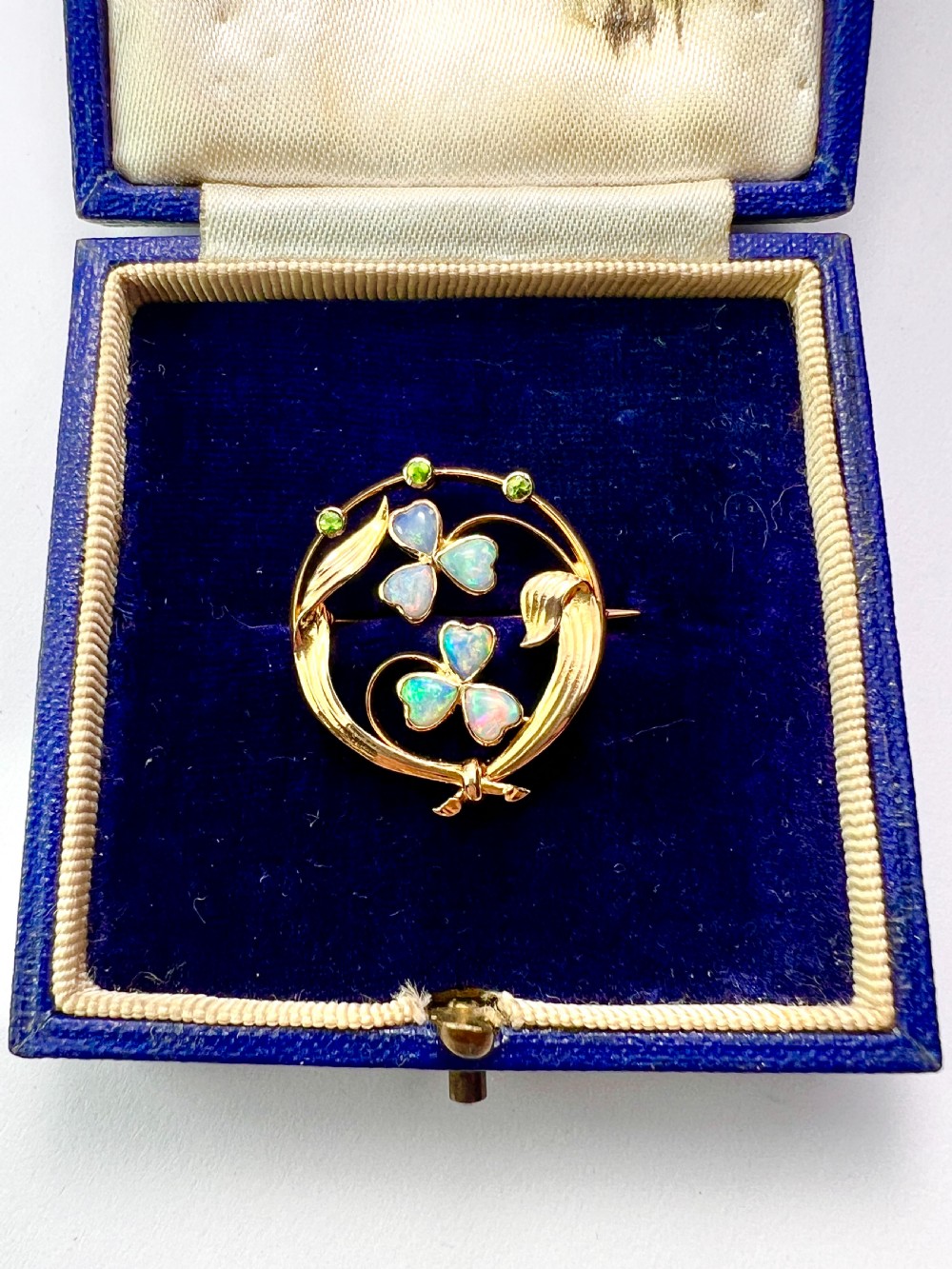 Edwardian Art Nouveau 15CT Gold Opal Demantoid Garnet Brooch View II