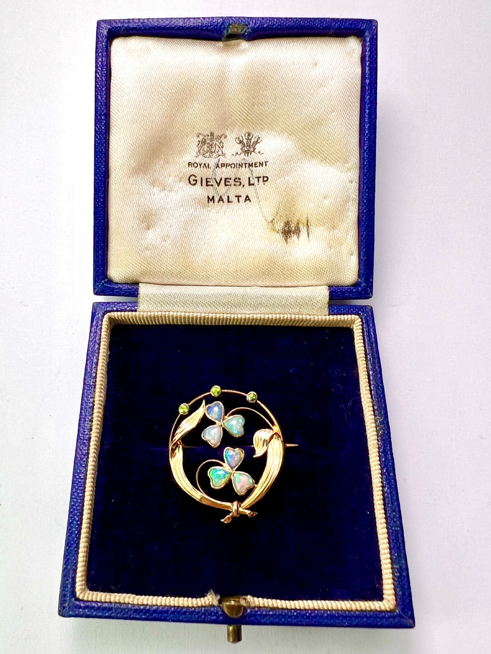 Edwardian Art Nouveau 15CT Gold Opal Demantoid Garnet Brooch View III