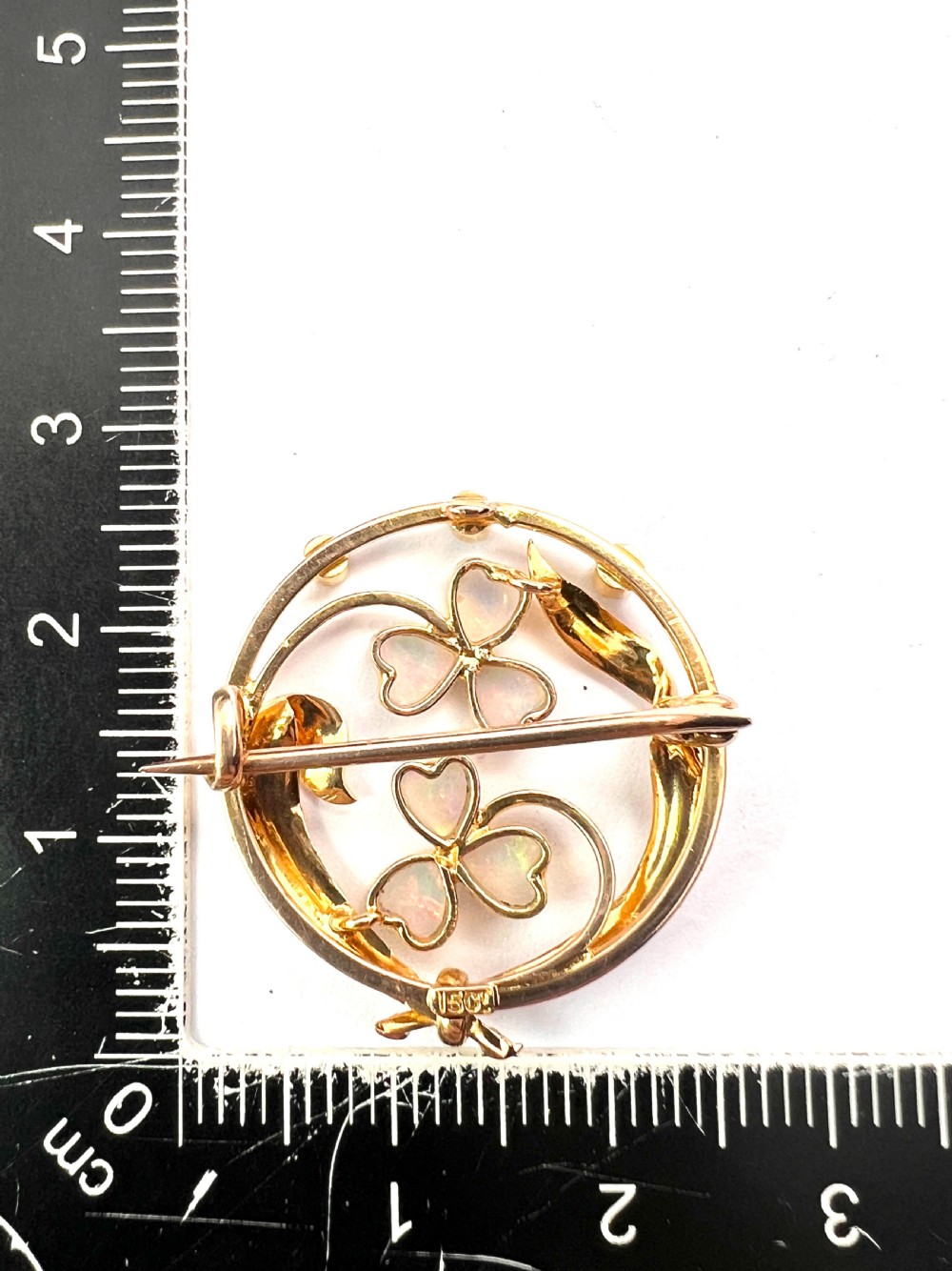 Edwardian Art Nouveau 15CT Gold Opal Demantoid Garnet Brooch View VII