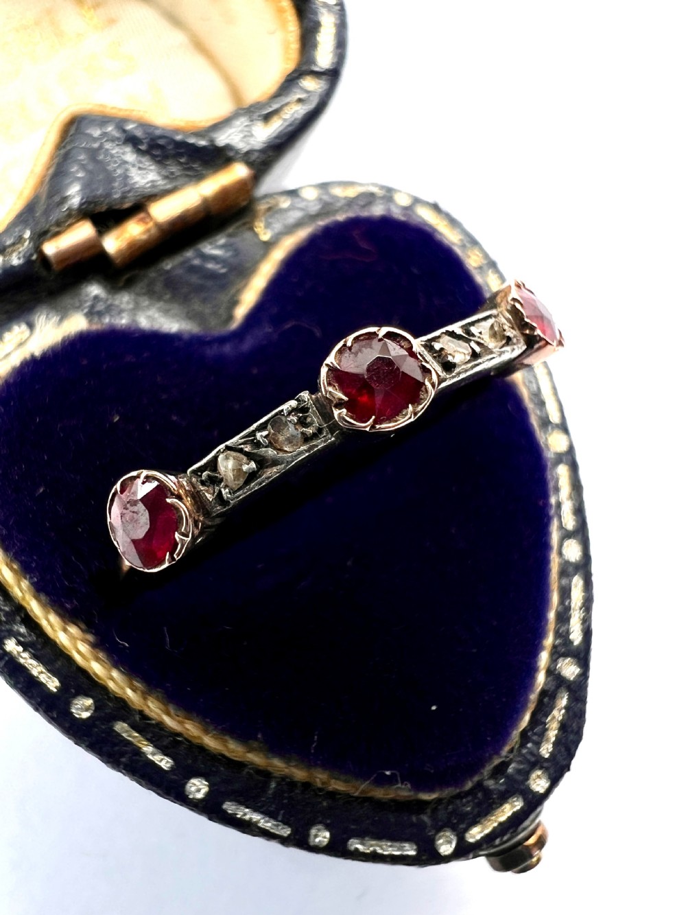 Edwardian Ruby and Diamond 14CT Gold and Silver Ring View III