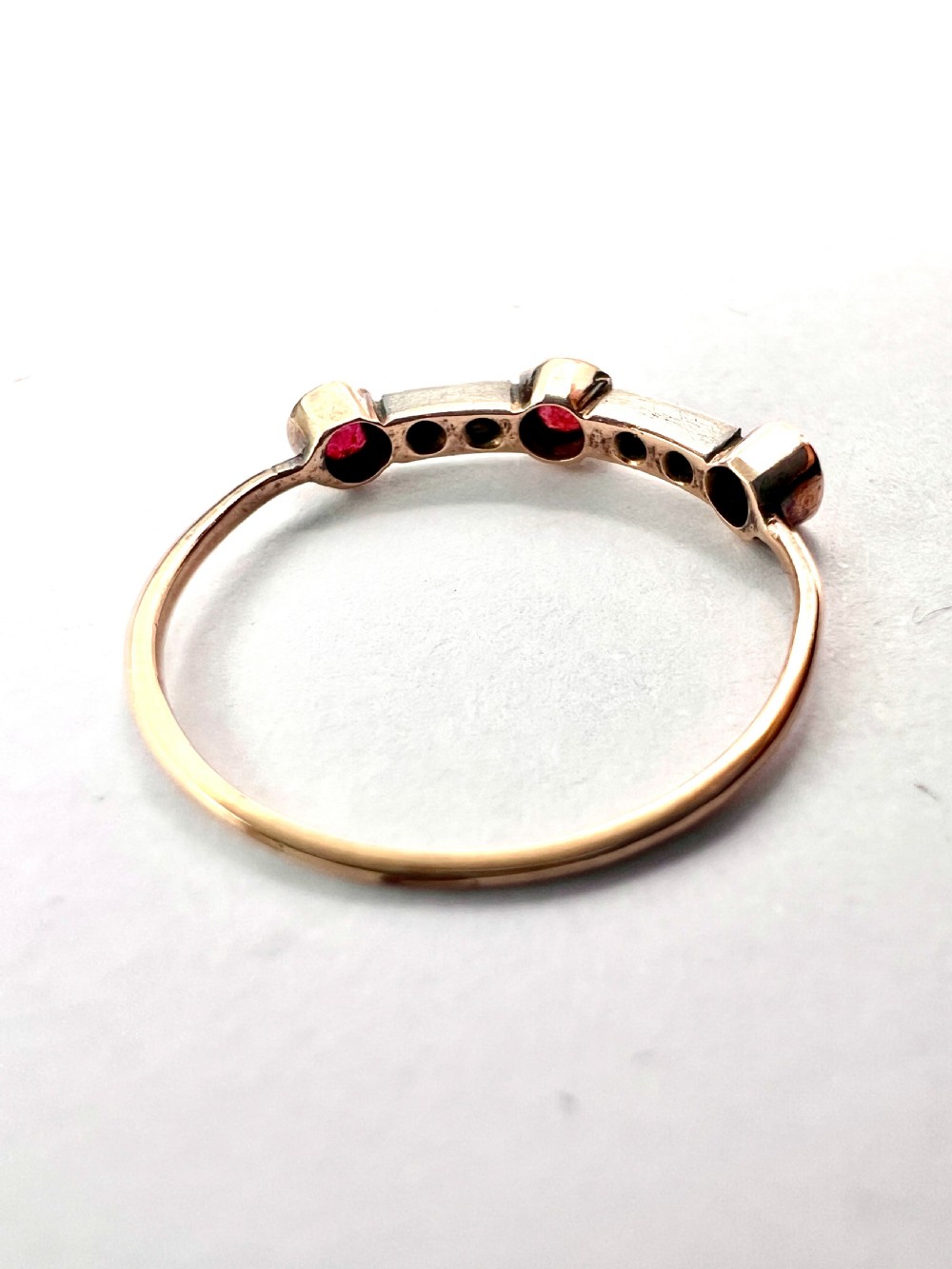 Edwardian Ruby and Diamond 14CT Gold and Silver Ring View IV