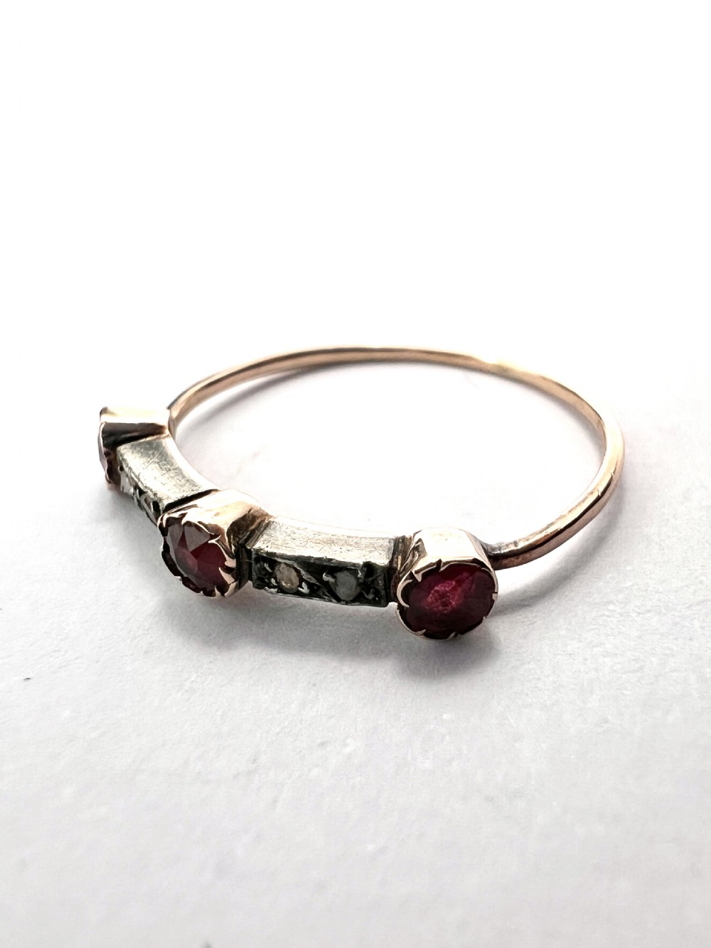Edwardian Ruby and Diamond 14CT Gold and Silver Ring View V