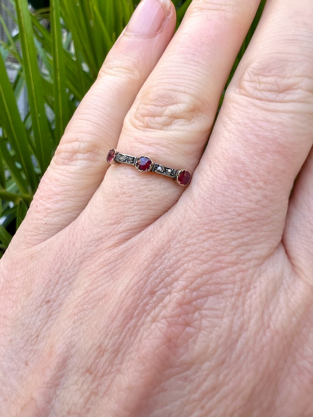 Edwardian Ruby and Diamond 14CT Gold and Silver Ring View VII