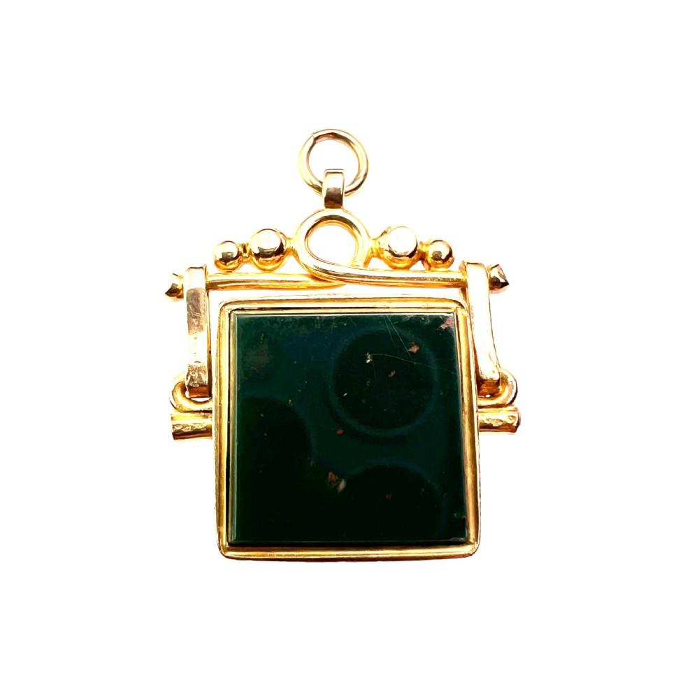 Edwardian 9CT Gold Bloodstone Spinner Pendant