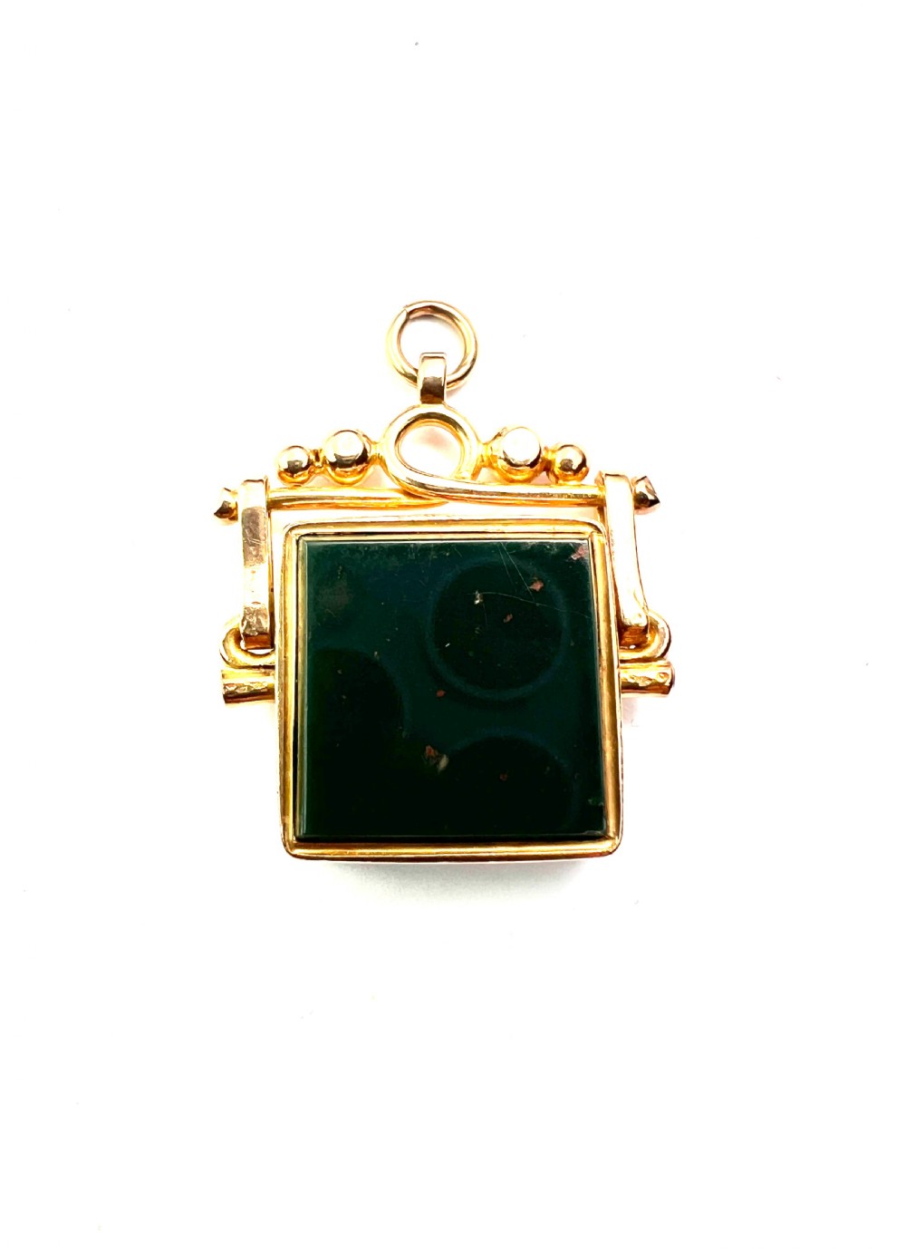 Edwardian 9CT Gold Bloodstone Spinner Pendant View II