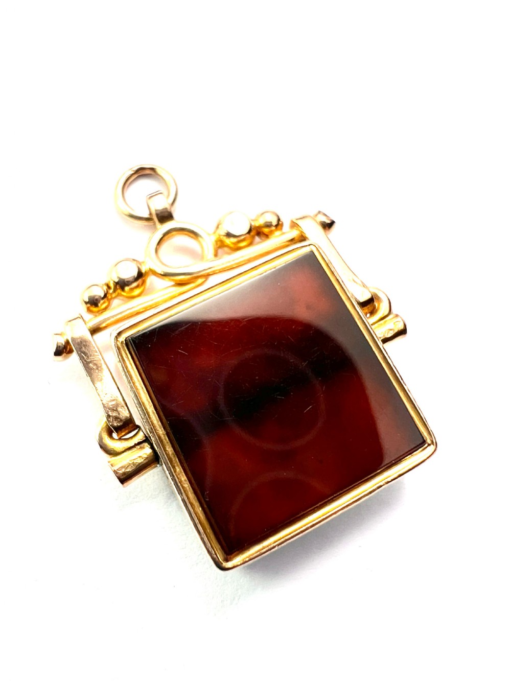 Edwardian 9CT Gold Bloodstone Spinner Pendant View VIII