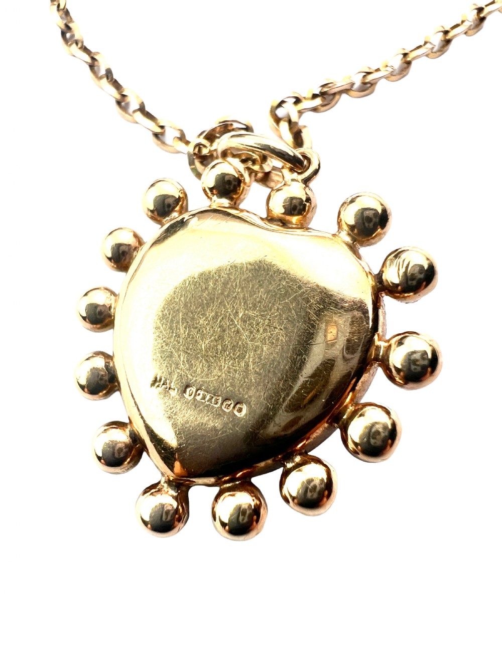 • Vintage Turquoise Enamel Heart and Stars Gold Pendant with Chain View VIII