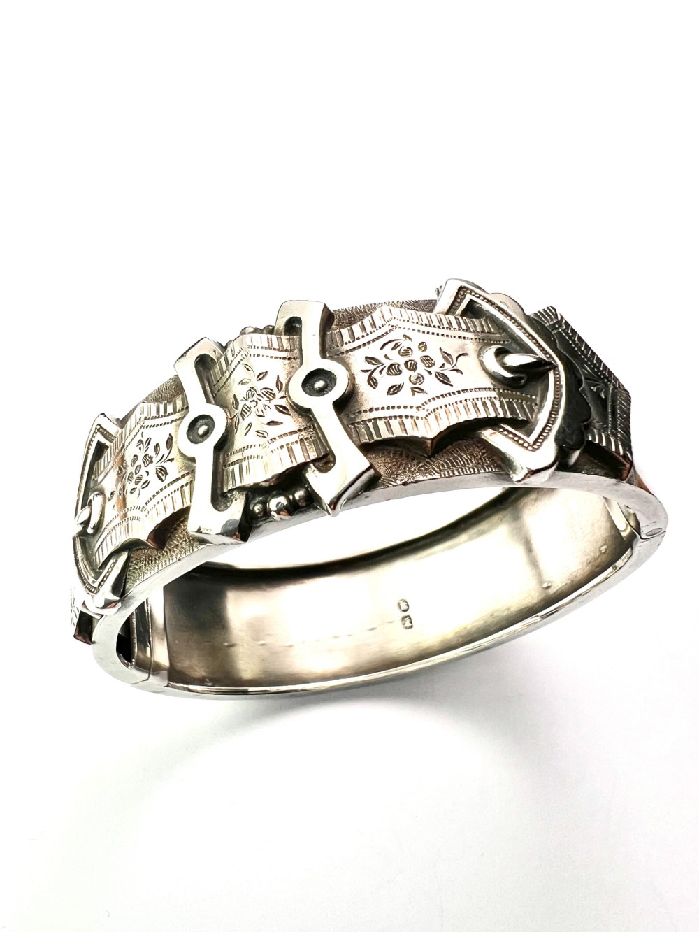 Victorian Sterling Silver Belt Buckle Cuff Bangle View II