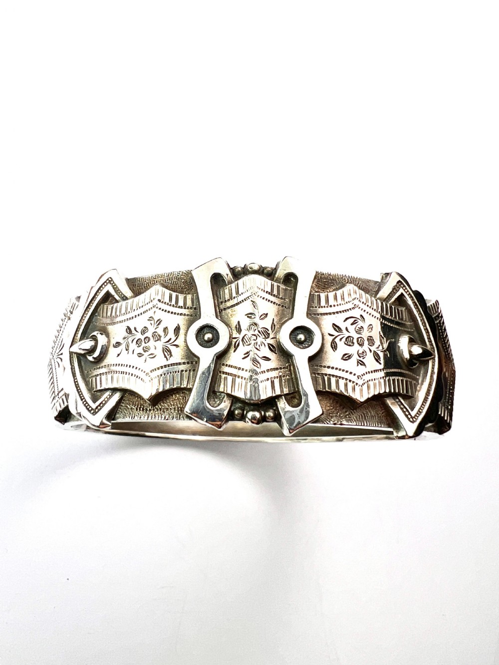 Victorian Sterling Silver Belt Buckle Cuff Bangle View III