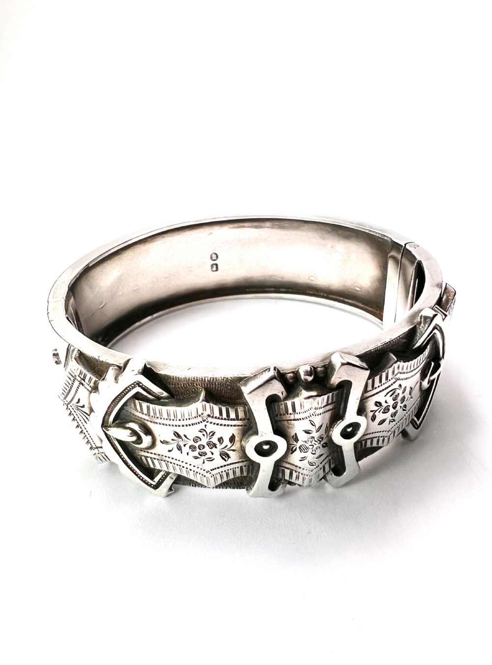 Victorian Sterling Silver Belt Buckle Cuff Bangle View V