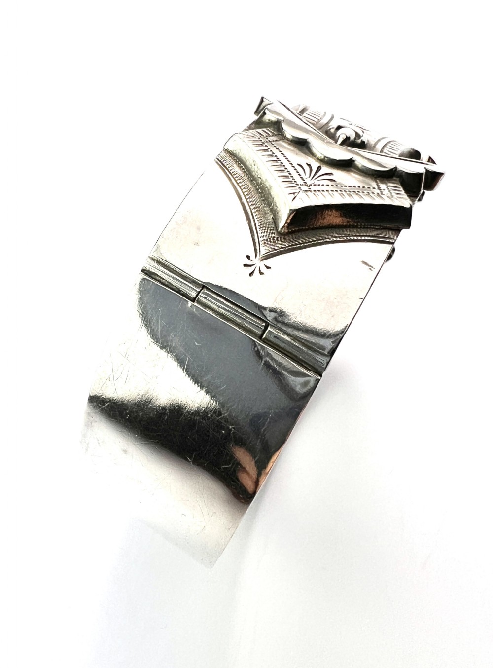 Victorian Sterling Silver Belt Buckle Cuff Bangle View VI