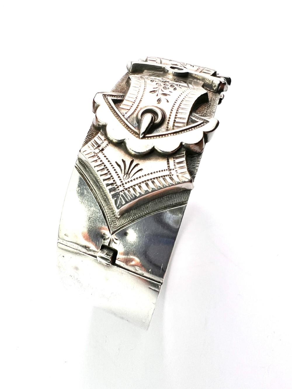 Victorian Sterling Silver Belt Buckle Cuff Bangle View VII