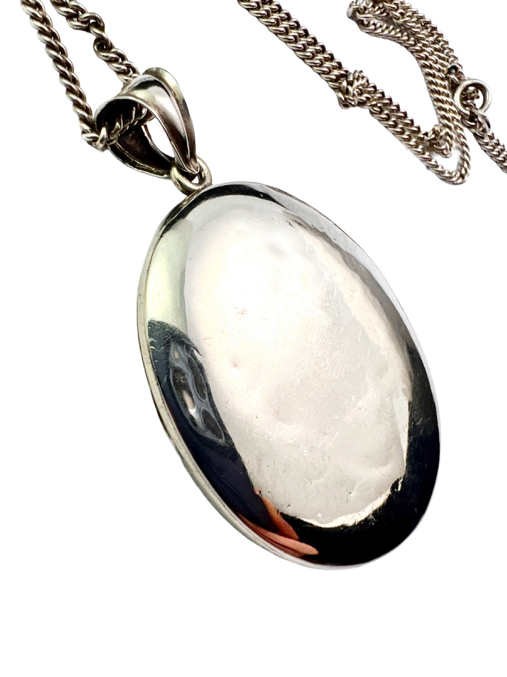 Large Victorian Silver Floral Locket Pendant and Chain Necklace View III