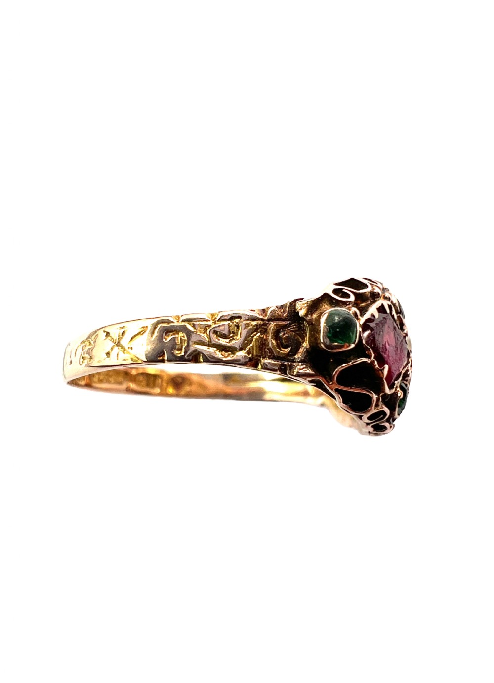Victorian 15CT Gold Garnet and Pearl Ring View VI