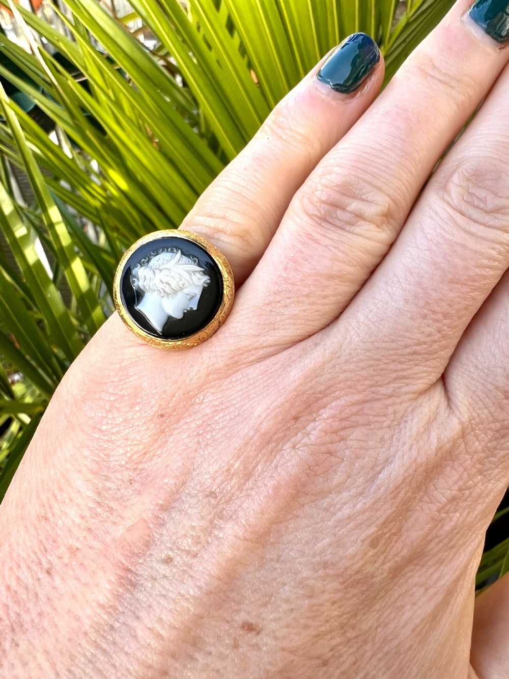 Georgian Gold Carved Hardstone Cameo Ring View VII