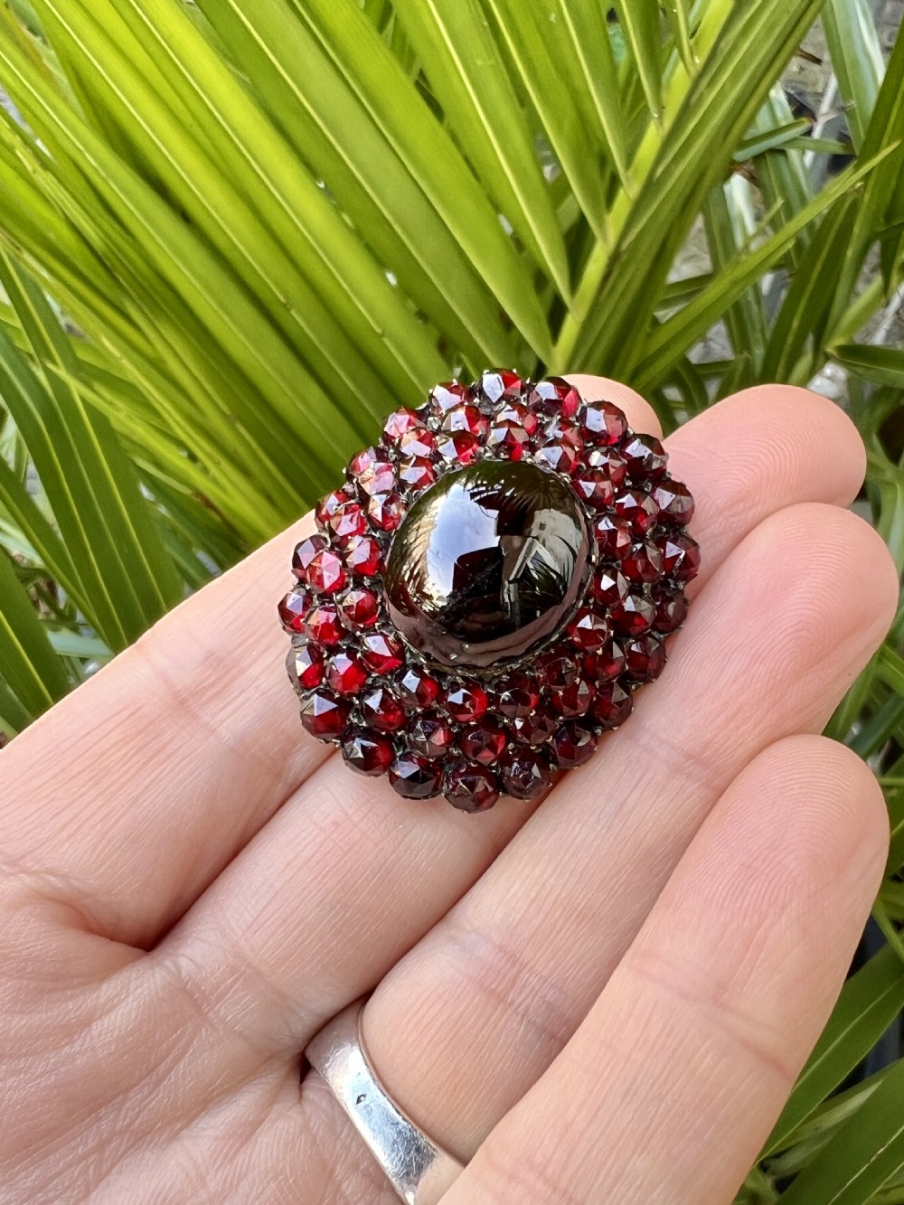 Large Victorian Garnet Cluster Brooch View IX