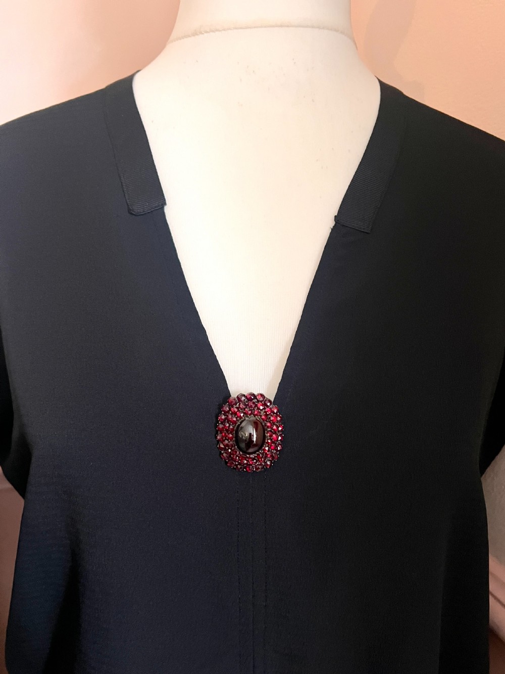 Large Victorian Garnet Cluster Brooch View XII