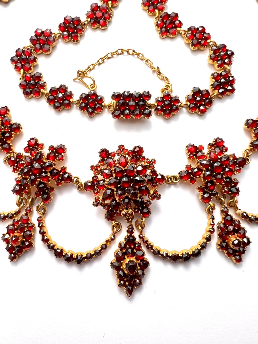 Victorian Bohemian Garnet Festoon Necklace View II