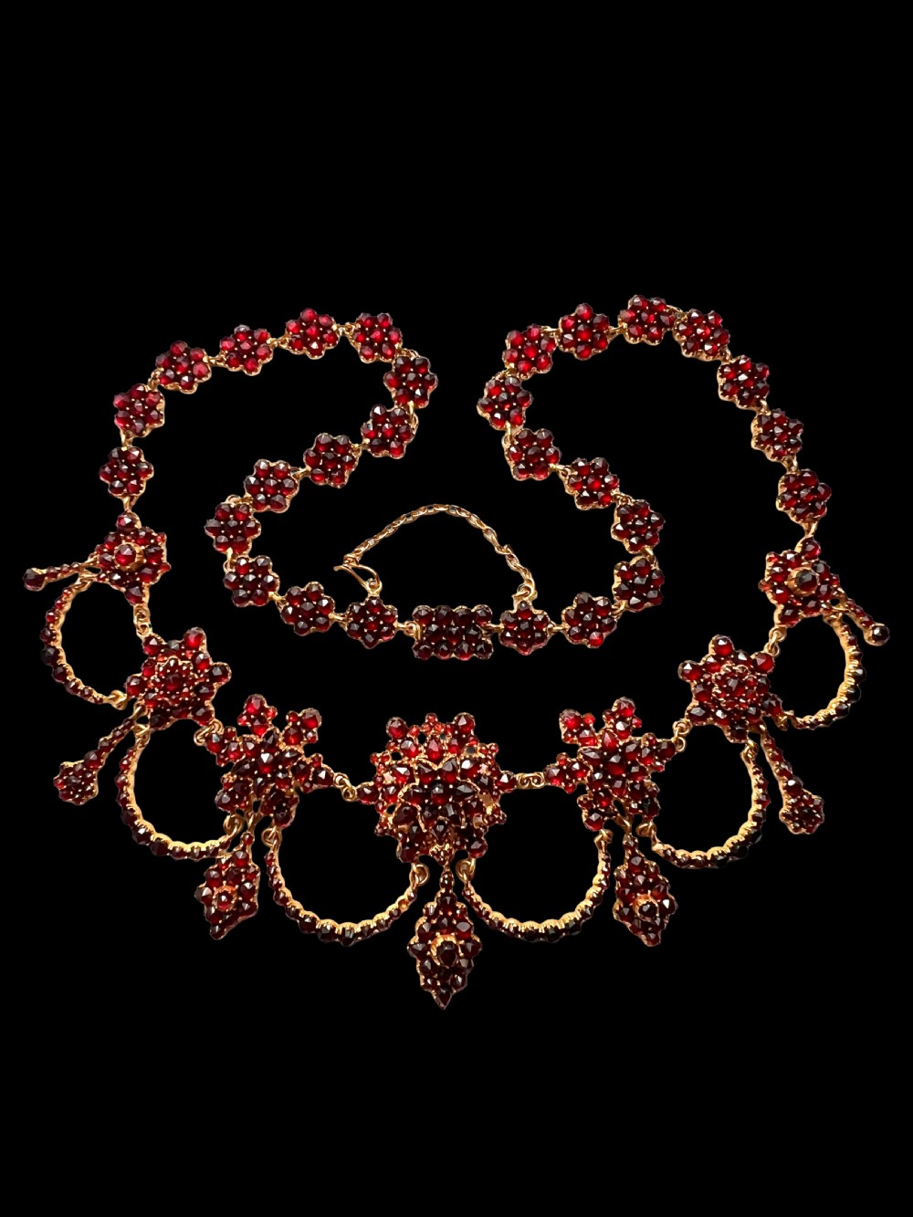 Victorian Bohemian Garnet Festoon Necklace View VII