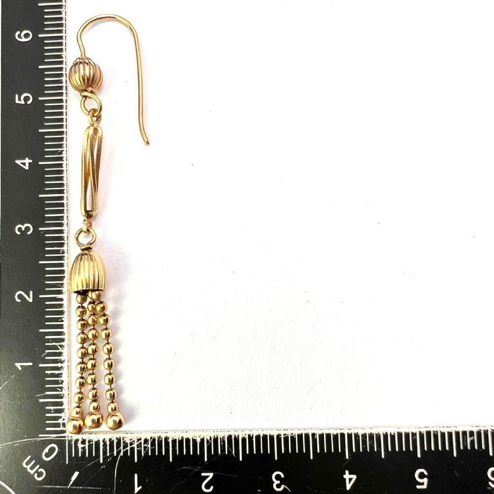 • Antique Long 9CT Gold Tassel Earrings View V