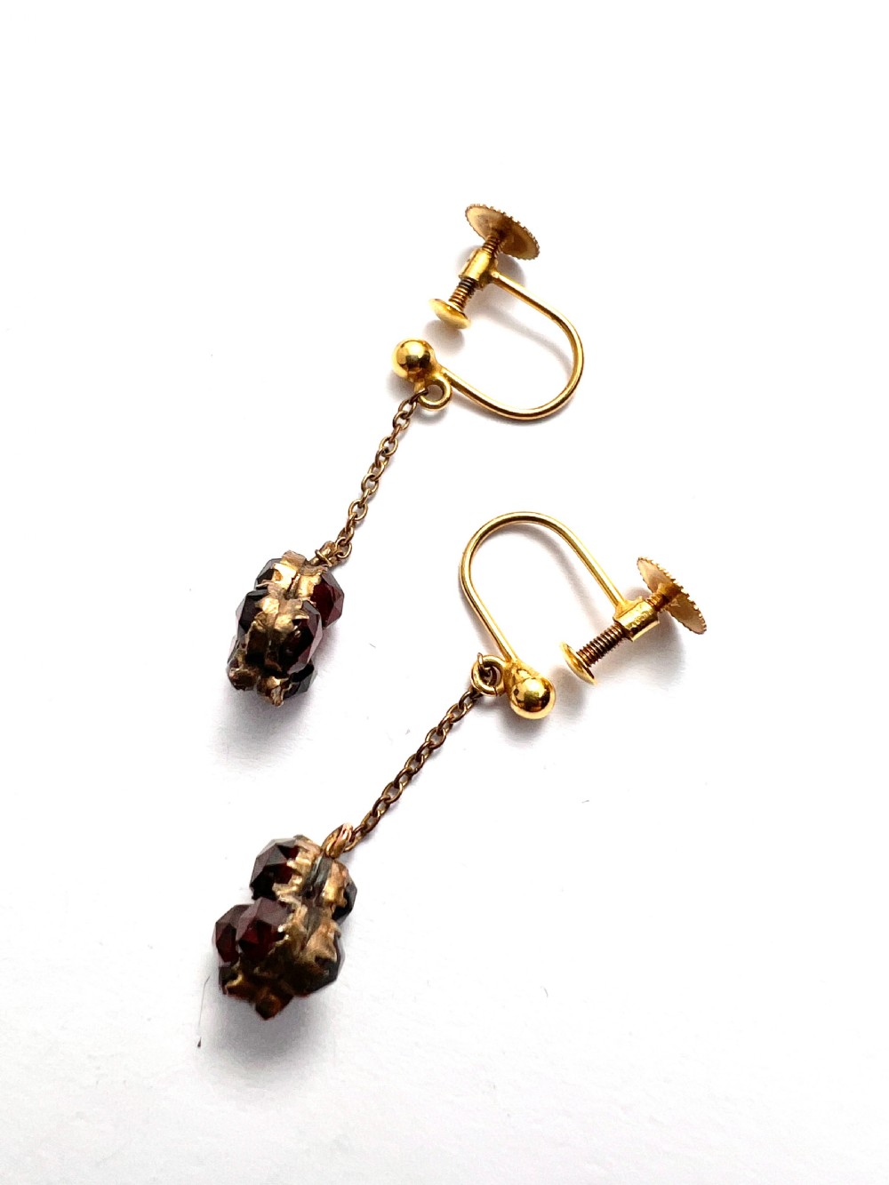 • Victorian 9CT Gold Rose-cut Garnet Trefoil Earrings View VI