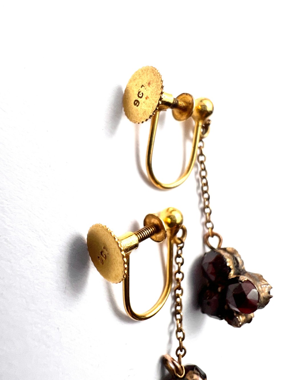 • Victorian 9CT Gold Rose-cut Garnet Trefoil Earrings View VII