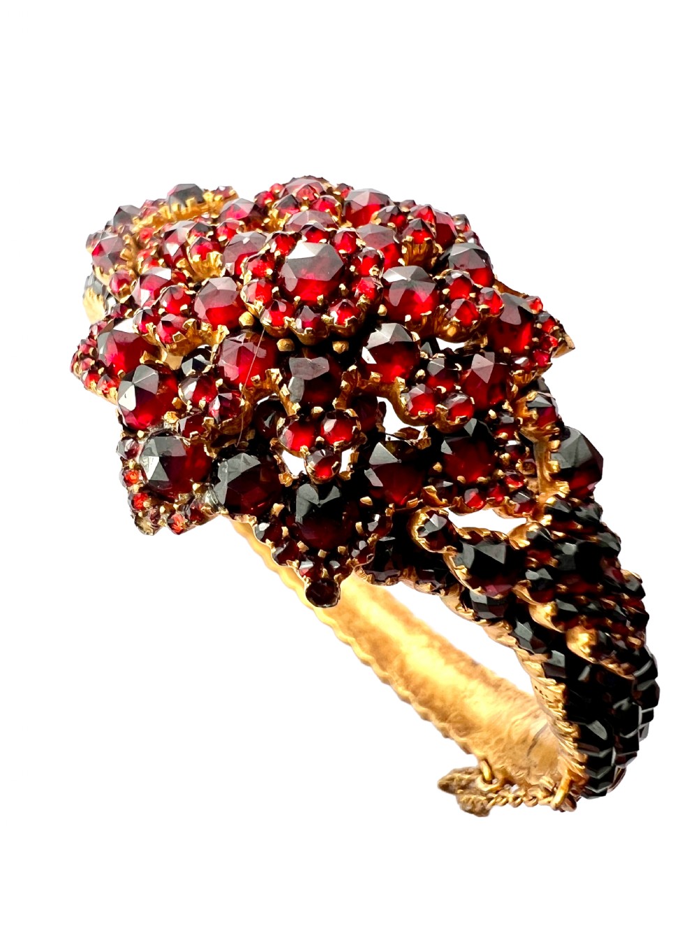 Victorian Bohemian Garnet Starflower Bangle Bracelet View III