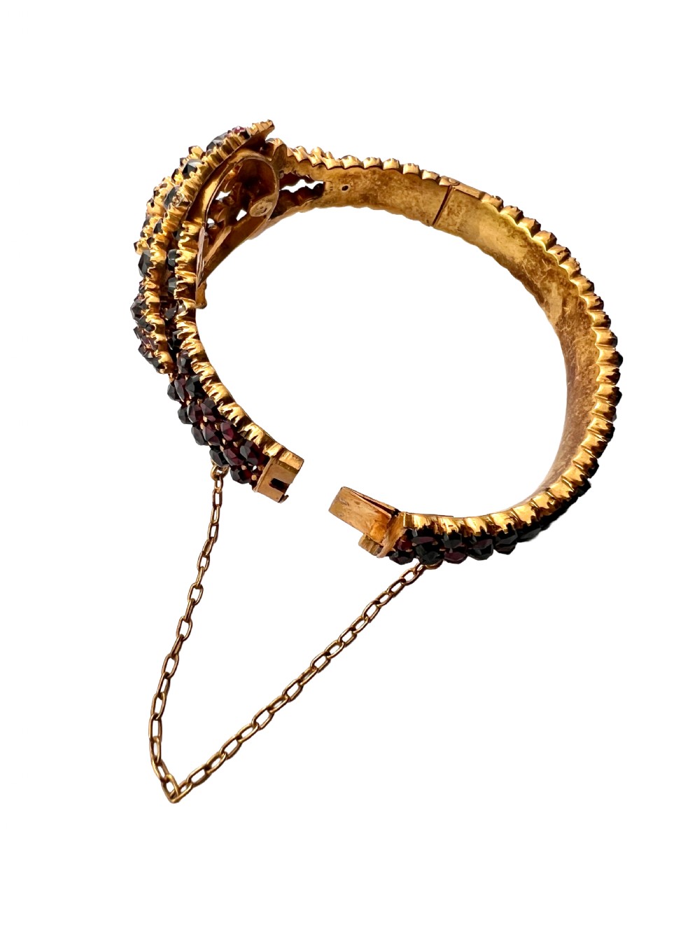 Victorian Bohemian Garnet Starflower Bangle Bracelet View IV