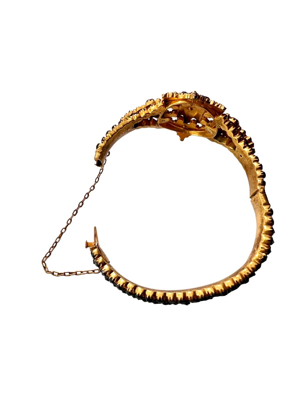 Victorian Bohemian Garnet Starflower Bangle Bracelet View V