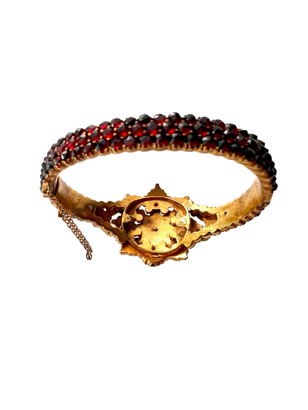 Victorian Bohemian Garnet Starflower Bangle Bracelet View VI