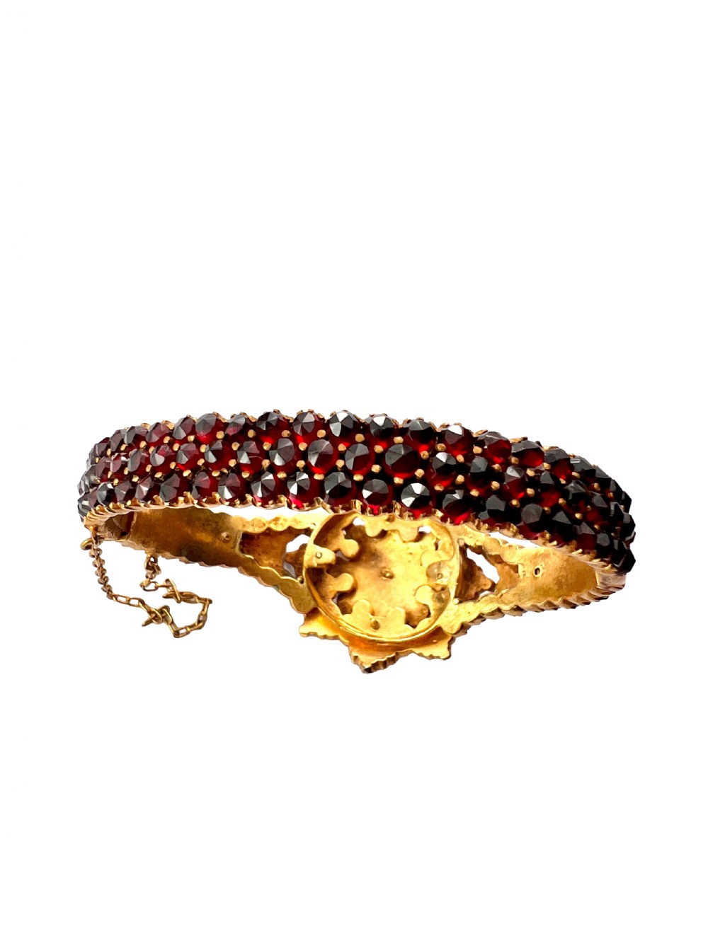 Victorian Bohemian Garnet Starflower Bangle Bracelet View VII