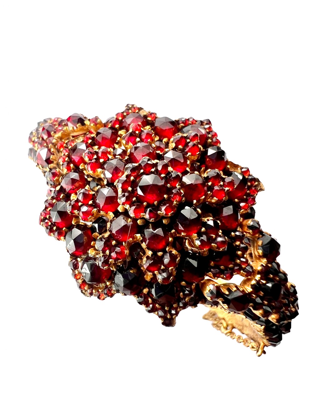 Victorian Bohemian Garnet Starflower Bangle Bracelet View VIII