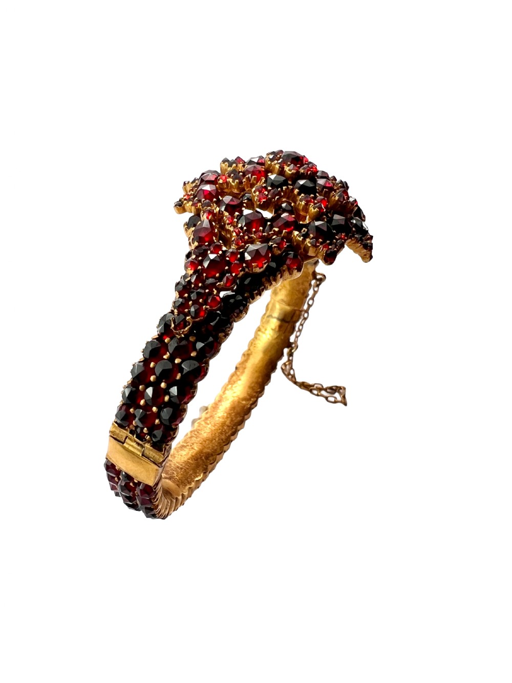 Victorian Bohemian Garnet Starflower Bangle Bracelet View XII
