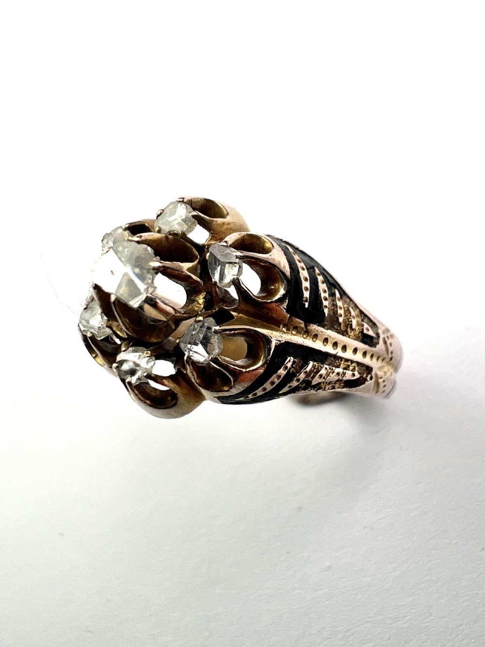 • Georgian Rose Cut Diamond Enamel Ring View III