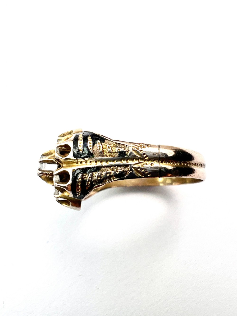 • Georgian Rose Cut Diamond Enamel Ring View IV