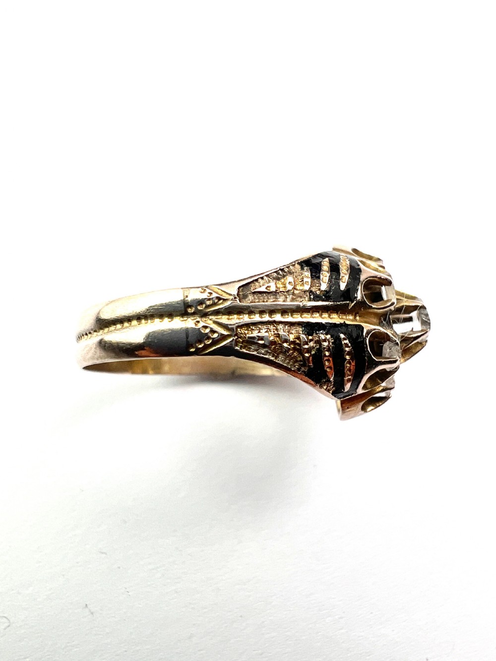 • Georgian Rose Cut Diamond Enamel Ring View V