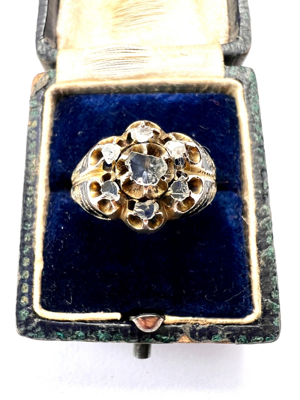 • Georgian Rose Cut Diamond Enamel Ring View IX