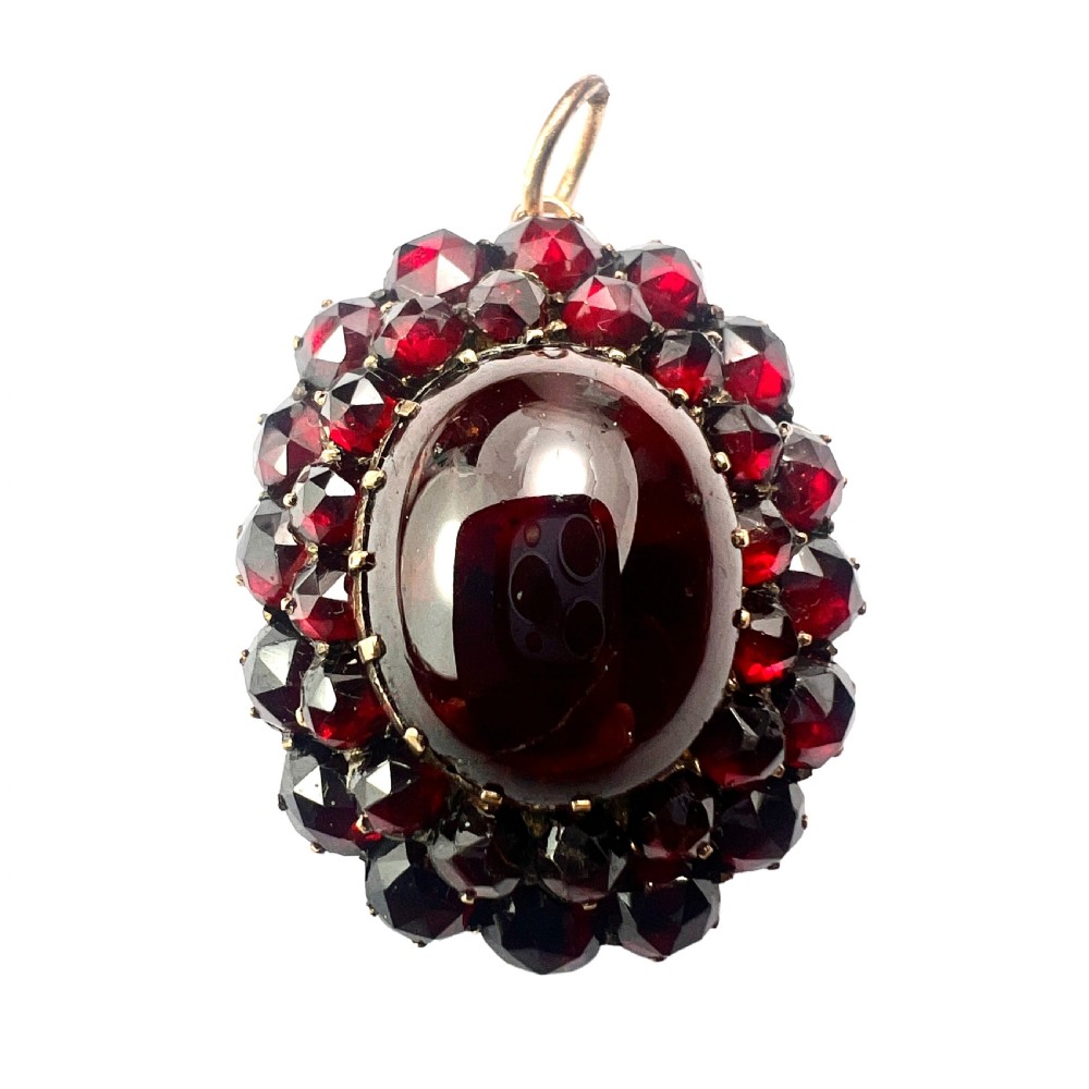 Large Victorian Garnet Cluster Pendant